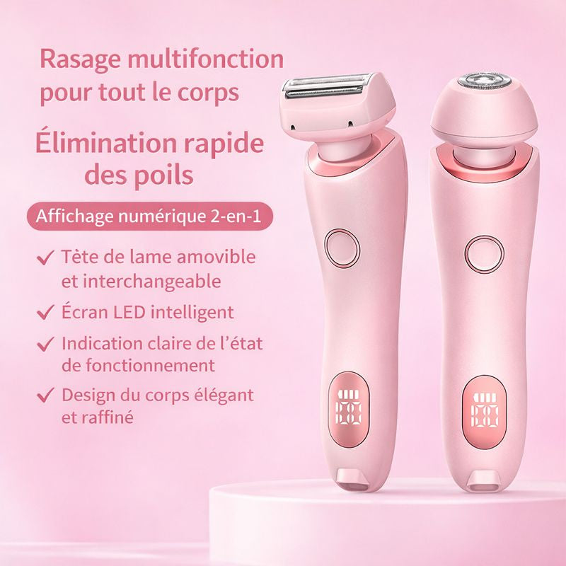 Épilateur 2 en 1, USB rechargeable, tondeuse pour femmes, corps, visage, jambe, aisselles, bikini, main.
